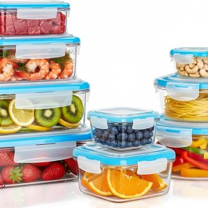 KICHLY - Glass Food Containers - 9 Pack Airtight Food Containers with Clear Lids - Dishwasher & Microwave Safe. BPA Free : Amazon.es: Home & Kitchen